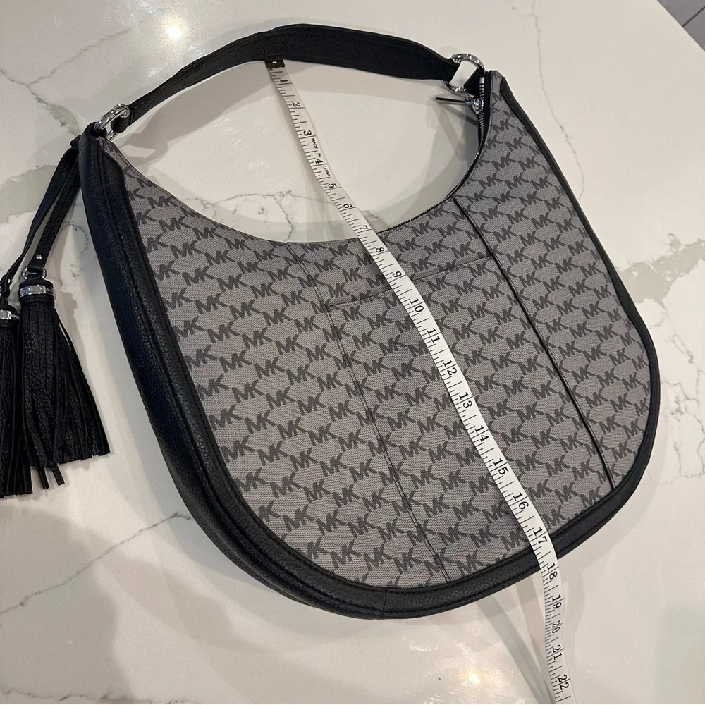 Michael Kors Lydia Large Hobo Bag Purse Signature MK Logo Black Shoulder Bag NEW - Picture 16 of 16